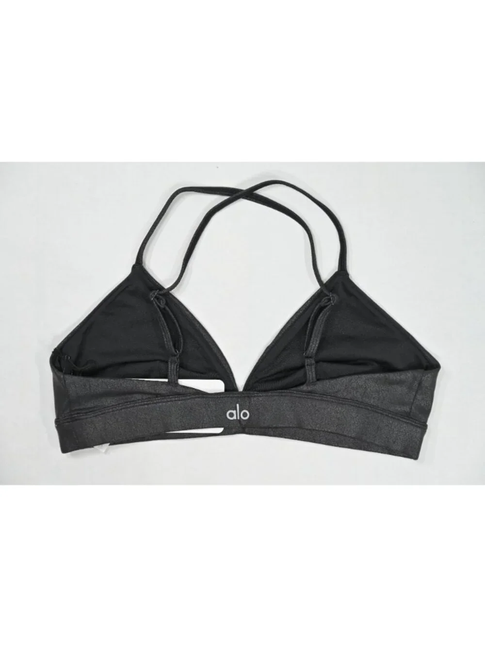 ALO Yoga Faux Leather Airbrush Splendor Bra W9482R in Black